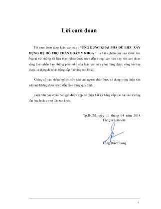 Luận văn Ứng dụng khai phá dữ liệu xây dựng hệ hỗ trợ chẩn đoán y khoa