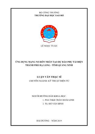 Luận văn Ứng dụng mạng nơ-rôn nhân tạo dự báo phụ tải điện thành phố Hạ Long - Tỉnh Quảng Ninh