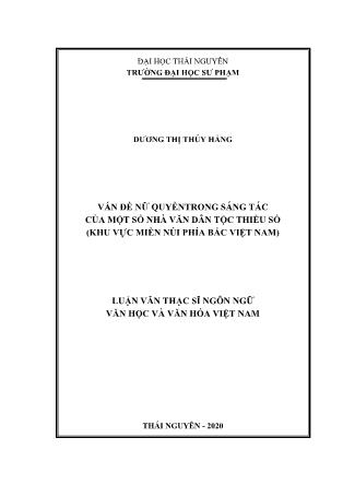 Luận văn Vấn đề nữ quyền trong sáng tác của một số nhà văn dân tộc thiểu số (Khu vực miền núi phía Bắc Việt Nam)