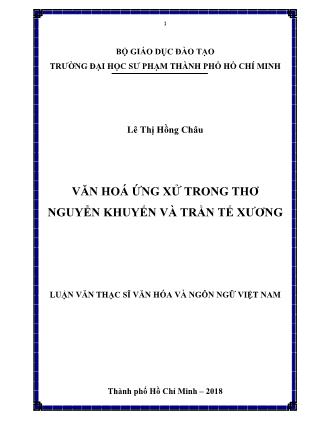 Luận văn Văn hoá ứng xử trong thơ Nguyễn Khuyến và Trần Tế Xương