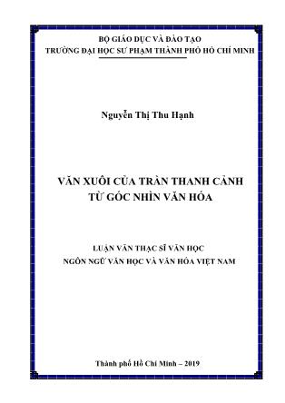Luận văn Văn xuôi của Trần Thanh Cảnh từ góc nhìn văn hóa