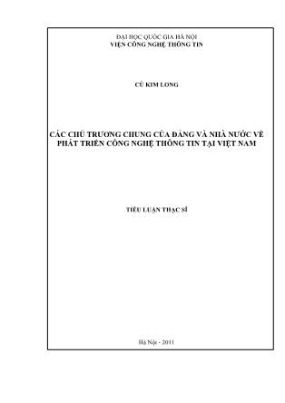 Tiểu luận Các chủ trương chung của Đảng và nhà nước về phát triển công nghệ thông tin tại Việt Nam