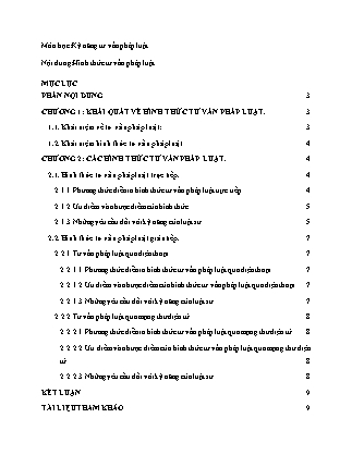 Tiểu luận môn Kỹ năng tư vấn pháp luật - Nội dung: Hình thức tư vấn pháp luật
