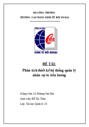 Tiểu luận Phân tích thiết kế hệ thống quản lý nhân sự và tiền lương