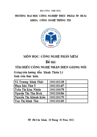 Tiểu luận Tìm hiểu Công nghệ nhận diện giọng nói