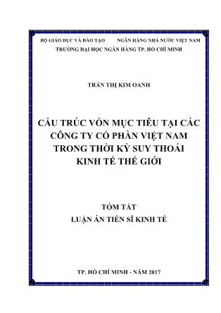 Tóm tắt Luận án Cấu trúc vốn mục tiêu tại các công ty cổ phần Việt Nam trong thời kỳ suy thoái kinh tế thế giới