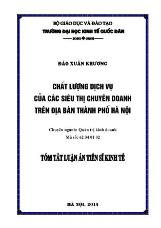 Tóm tắt Luận án Chất lượng dịch vụ của các siêu thị chuyên doanh trên địa bàn thành phố Hà Nội