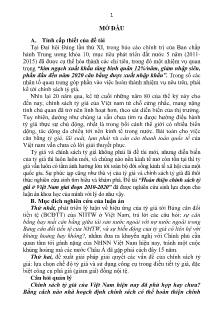 Tóm tắt Luận án Hoàn thiện chính sách tỷ giá ở Việt Nam giai đoạn 2010-2020