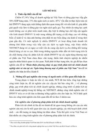 Tóm tắt Luận án Hoàn thiện phương pháp và quy trình phân tích tài chính doanh nghiệp nhỏ và vừa tại các Ngân hàng thương mại cổ phần của Việt Nam