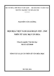 Tóm tắt Luận án Hội họa Việt Nam giai đoạn 1925-1945 nhìn từ góc độ văn hóa