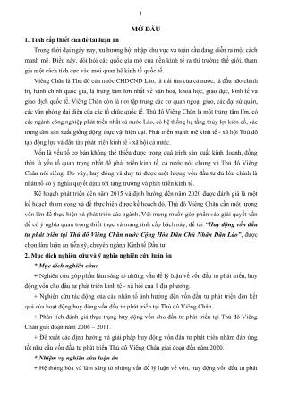 Tóm tắt Luận án Huy động vốn đầu tư phát triển tại Thủ đô Viêng Chăn nước Cộng hòa Dân chủ Nhân dân Lào