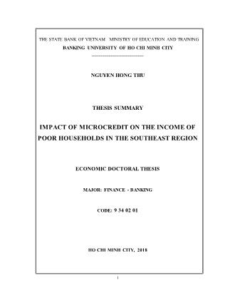 Tóm tắt Luận án Impact of microcredit on the income of poor households in the southeast region