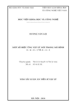 Tóm tắt Luận án Một số hiệu ứng vật lý mới trong mô hình 3-2-3-1 và 3-4-1