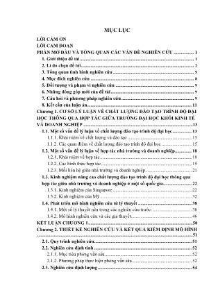 Tóm tắt Luận án Nâng cao chất lượng đào tạo trình độ đại học thông qua hợp tác giữa các trường đại học khối kinh tế và doanh nghiệp trên địa bàn Hà Nội