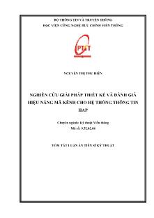 Tóm tắt Luận án Nghiên cứu giải pháp thiết kế và đánh giá hiệu năng mã kênh cho hệ thống thông tin HAP