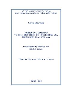 Tóm tắt Luận án Nghiên cứu giải pháp tự động điều chỉnh tài nguyên hiệu quả trong điện toán đám mây