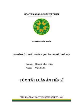Tóm tắt Luận án Nghiên cứu phát triển cụm làng nghề ở Hà Nội