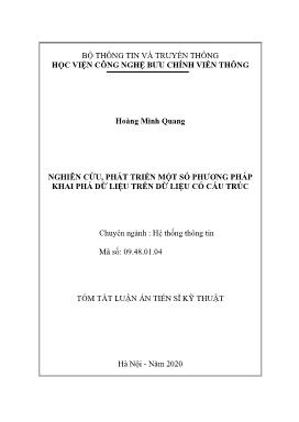 Tóm tắt Luận án Nghiên cứu, phát triển một số phương pháp khai phá dữ liệu trên dữ liệu có cấu trúc