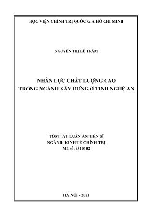 Tóm tắt Luận án Nhân lực chất lượng cao trong ngành xây dựng ở tỉnh Nghệ An