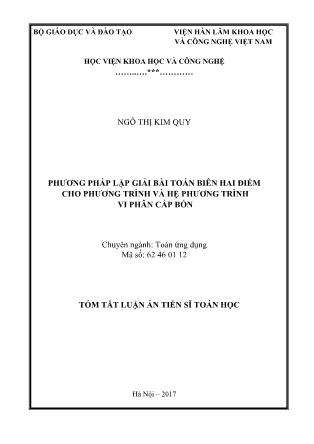Tóm tắt Luận án Phương pháp lặp giải bài toán biên hai điểm cho phương trình và hệ phương trình vi phân cấp bốn
