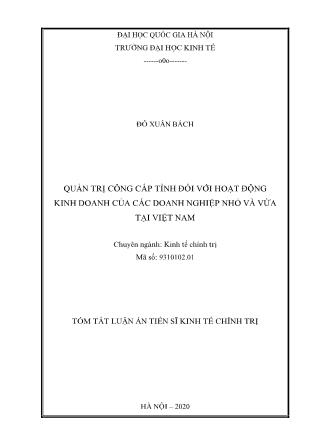 Tóm tắt Luận án Quản trị công cấp tỉnh đối với hoạt động kinh doanh của các doanh nghiệp nhỏ và vừa tại Việt Nam