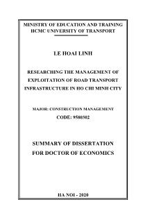 Tóm tắt Luận án Researching the management of exploitation of road transport infrastructure in Ho Chi Minh city