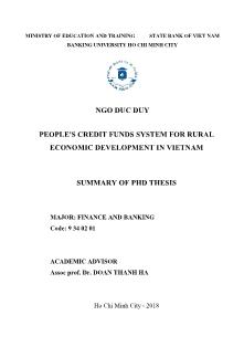 Tóm tắt Luận án The Peoples Credit Funds system with rural economic development in Vietnam