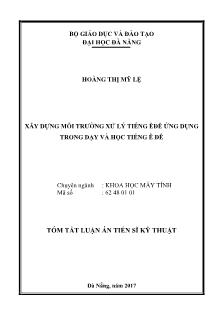 Tóm tắt Luận án Xây dựng môi trường xử lý tiếng Ê Đê ứng dụng trong dạy và học tiếng Ê Đê