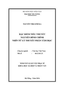 Tóm tắt Luận văn Đặc điểm tiểu thuyết Nguyễn Đình Chính nhìn từ lý thuyết phân tâm học