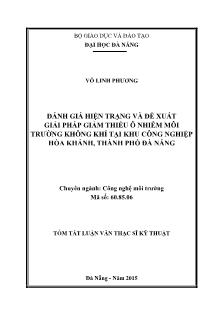 Tóm tắt Luận văn Đánh giá hiện trạng và đề xuất giải pháp giảm thiểu ô nhiễm môi trường không khí tại Khu công nghiệp Hòa Khánh, thành phố Đà Nẵng