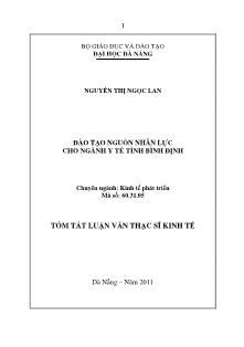 Tóm tắt Luận văn Đào tạo nguồn nhân lực cho ngành y tế tỉnh Bình Định