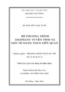 Tóm tắt Luận văn Hệ phương trình Diophant tuyến tính và một số dạng toán liên quan