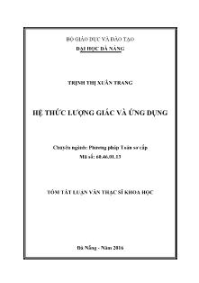 Tóm tắt Luận văn Hệ thức lượng giác và ứng dụng