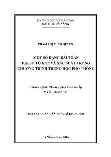 Tóm tắt Luận văn Một số dạng bài toán đại số tổ hợp và xác suất trong chương trình Trung học Phổ thông