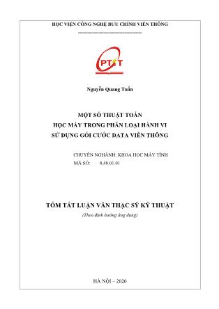 Tóm tắt Luận văn Một số thuật toán học máy trong phân loại hành vi sử dụng gói cước data viễn thông
