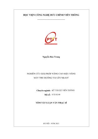 Tóm tắt Luận văn Nghiên cứu giải pháp nâng cao hiệu năng máy thu đường tải lên NB-IoT