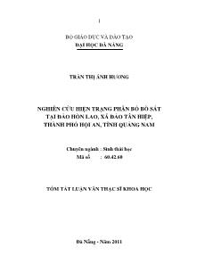 Tóm tắt Luận văn Nghiên cứu hiện trạng phân bố Bò sát tại đảo Hòn Lao, xã đảo Tân Hiệp, thành phố Hội An, tỉnh Quảng Nam
