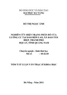 Tóm tắt Luận văn Nghiên cứu hiện trạng phân bố của lưỡng cư tại đảo Hòn Lao, xã đảo Tân Hiệp, thành phố Hội An, tỉnh Quảng Nam