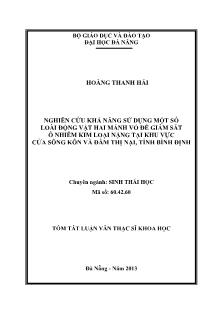 Tóm tắt Luận văn Nghiên cứu khả năng sử dụng một số loài động vật hai mảnh vỏ để giám sát ô nhiễm kim loại nặng tại khu vực cửa sông Kôn và đầm Thị Nại, tỉnh Bình Định