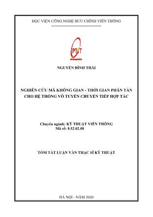 Tóm tắt Luận văn Nghiên cứu mã không gian - thời gian phân tán cho hệ thống vô tuyến chuyển tiếp hợp tác