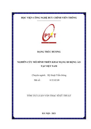 Tóm tắt Luận văn Nghiên cứu mô hình triển khai mạng di động ảo tại Việt Nam