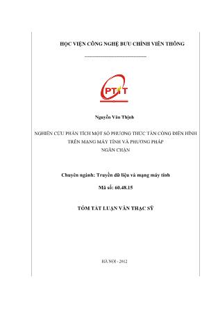 Tóm tắt Luận văn Nghiên cứu phân tích một số phương thức tấn công điển hình trên mạng máy tính và phương pháp ngăn chặn