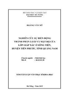 Tóm tắt Luận văn Nghiên cứu sự biến động thành phần loài và mật độ của lớp giáp xác ở sông Tiên, huyện Tiên Phước, tỉnh Quảng Nam
