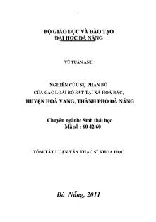 Tóm tắt Luận văn Nghiên cứu sự phân bố của các loài bò sát tại xã Hòa Bắc, huyện Hoà Vang, thành phố Đà Nẵng