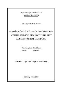 Tóm tắt Luận văn Nghiên cứu xử lý thuốc nhuộm xanh methylen bằng bùn đỏ từ nhà máy Alumin Tân Rai Lâm Đồng
