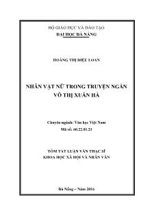 Tóm tắt Luận văn Nhân vật nữ trong truyện ngắn Võ Thị Xuân Hà