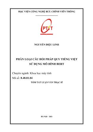Tóm tắt Luận văn Phân loại câu hỏi pháp quy tiếng Việt sử dụng mô hình Bert