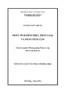 Tóm tắt Luận văn Phân tích phân biệt, phân loại và phân tích cụm