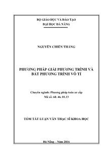 Tóm tắt Luận văn Phương pháp giải phương trình và bất phương trình vô tỉ