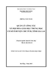Tóm tắt Luận văn Quản lý công tác xã hội hóa giáo dục THCS ở huyện Chư Pưh, tỉnh Gia Lai